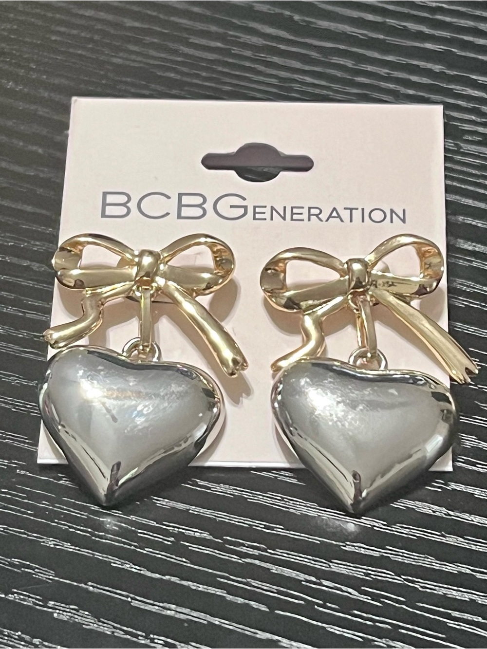 BCBGeneration Silver-Tone Heart and Bow Earrings